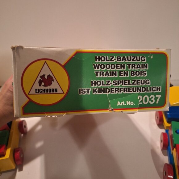 Complete Vintage Eichhorn Holz-Bauzug Wooden Train Set Age2+ Original Box Blocks - Picture 12 of 12